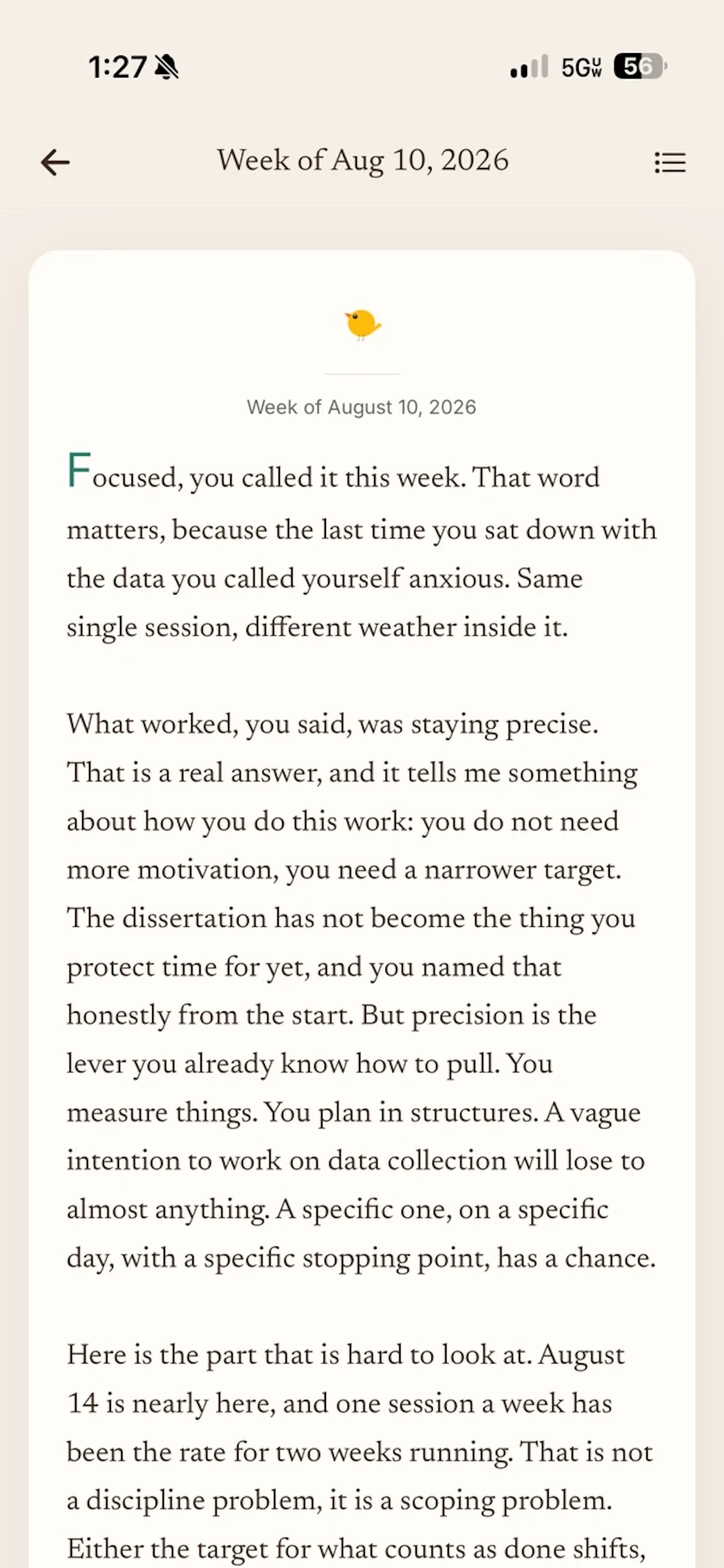 Weekly letter from Scout